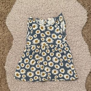 Sleeveless Blue Daisy-Print Casual Dress for Girls